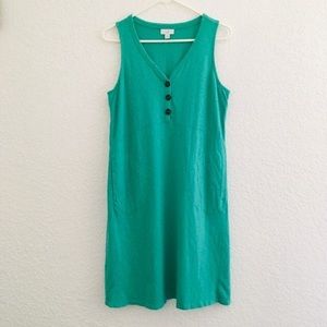 J. Jill Teal Button Top Summer Athleisure Dress Size M